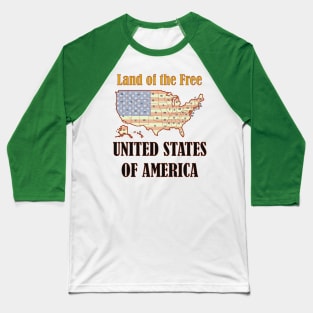 United States of America USA + Flag Baseball T-Shirt